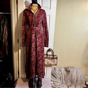 Natural Life Wms Christa Cotton Knit L/S Floral Cottagecore Boho Maxi Dress M